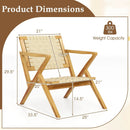 Outdoor and Indoor Teak Wood Patio Chair wuth Webbing Seat and Backrest-Natural by LJGDeals