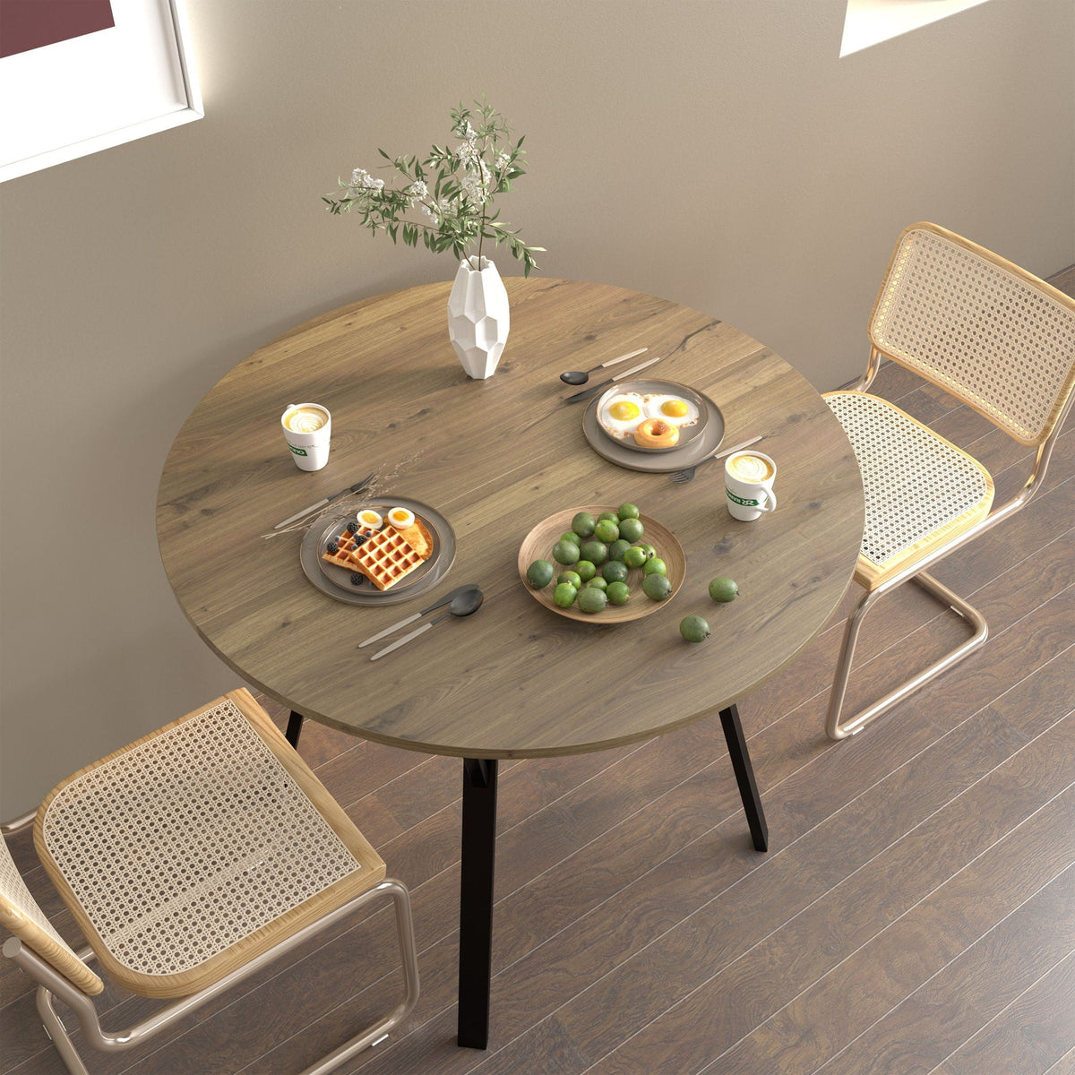Round Dining Table, For 2 - 4 People - Rustic Brown, photo 4 of 7