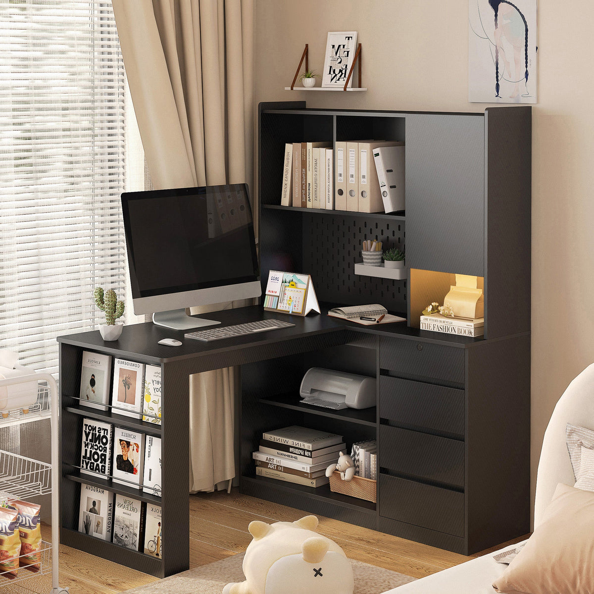 L Shaped Desk with Charger and Drawers, photo 2 of 10