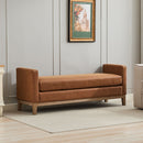 Elegant Upholstered Bench Daybed Ottoman With Bolster Pillows