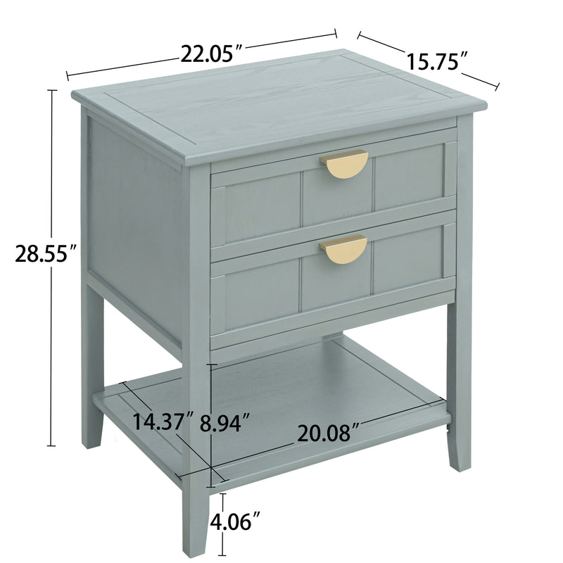2 Drawer Side table,American style, End table,Suitable for bedroom, living room, study