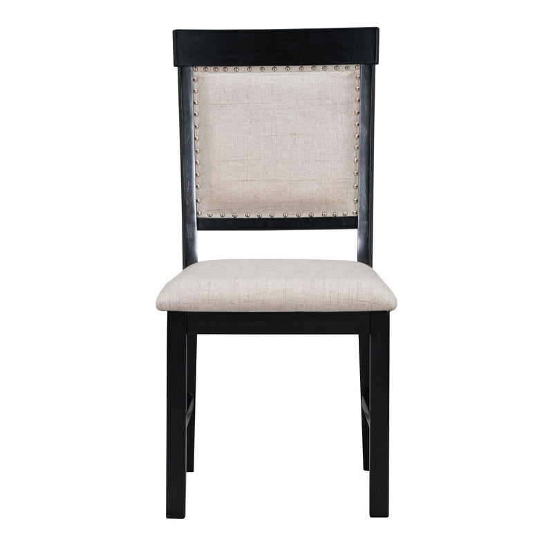 5-Piece Retro Dining Set, Rectangular Wooden Dining Table and 4 Upholstered Chairs for Dining Room and Kitchen (Black)