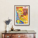 Vintage California Wine Country Map 1960