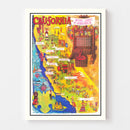 Vintage California Wine Country Map 1960