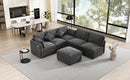 85.4' Sectional Sofa Modular Sofa U-shaped Sofa Couch Sofa Bed L-shaped Sofa with a Movable Ottoman and Two USB Ports for Living Room, Black