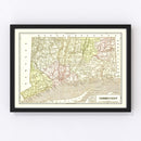 Vintage Map of Connecticut 1856