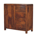 Solid Wood Aspen Cabinet, 2 Shelves, 4-Drawers