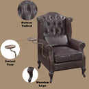 Pino - Vintage Top Grain Leather Accent Chair With 1 Toss Pillow - Brown by HouseOfZazla