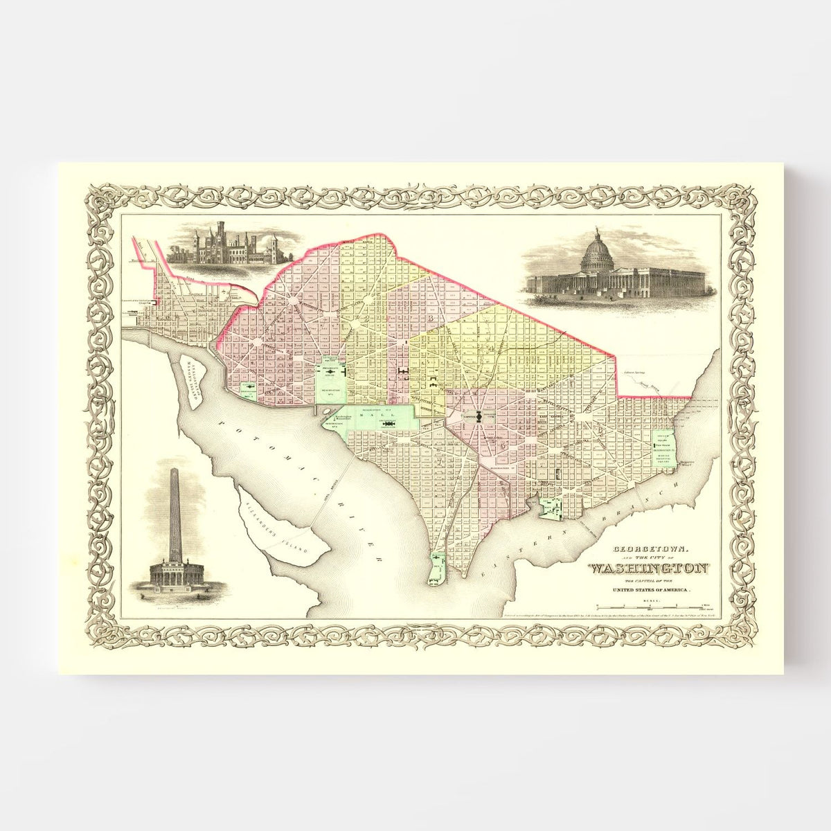 Vintage Georgetown & Washington DC Map 1856, photo 4 of 5