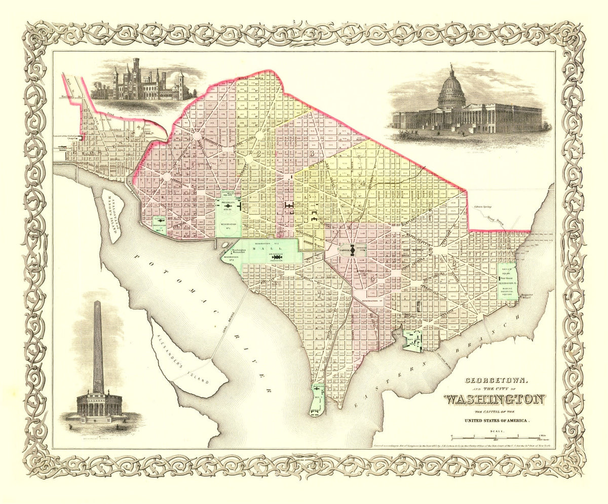 Vintage Georgetown & Washington DC Map 1856, photo 5 of 5