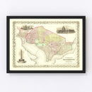 Vintage Georgetown & Washington DC Map 1856