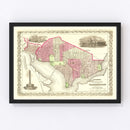 Vintage Map of Washington, DC 1866