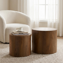 Nesting Coffee Table Set of 2, Modern Round Coffee Tables with Non-Slip Feet by HouseOfZazla