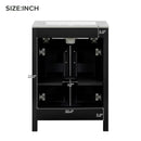 Modern Bathroom Vanity With Ceramic Sink, Soft-Close Doors, Flip Drawer, U-Shaped Shelves, Elegant Storage Solution by HouseOfZazla