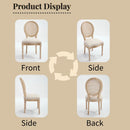 French Country Dining Chairs Set of 2 Upholstered with Rattan Back