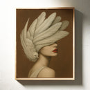 Winged Elegance in Ivory and Crimson