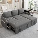 Convertible L Shaped Sofa Couch With Storage, Cup Holders, USB Ports by HouseOfZazla