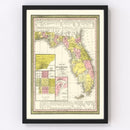 Vintage Map of Florida 1854