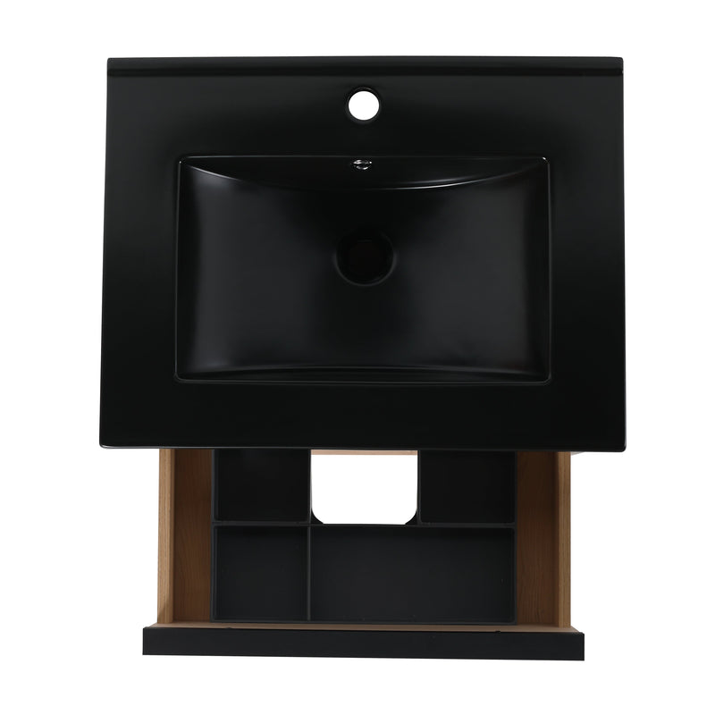 24" Bathroom Vanity, With Black Ceramic Sink And 2 Soft Close Drawers (BLO-G-BL9060BK)W1286S