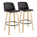 Toriano - Contemporary Fixed Height Barstool Swivel And Round Footrest (Set of 2) by HouseOfZazla