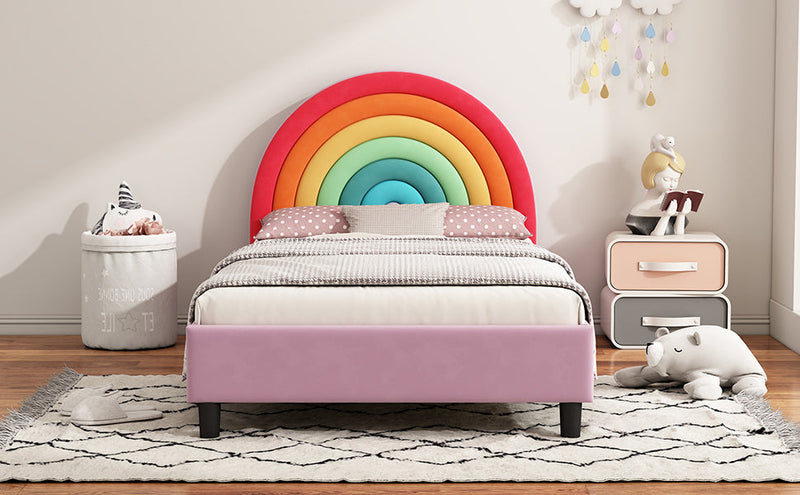 Walker Edison | Rainbow Design Upholstered Twin Platform Bed