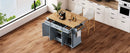 K&K 54inch Large Kitchen Island with Rubber Wood Drop Leaf by HouseOfZazla