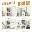 Kitchen Pantry Cabinet With Adjustable Shelves, Drawers, Hooks And Large Countertop - White
