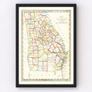 Vintage Map of Georgia 1836