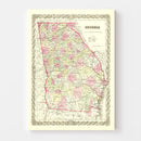 Vintage Map of Georgia 1855