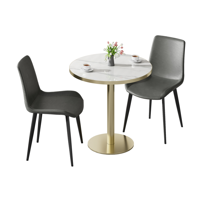 Round Modern Dinning Table 31.5 inches Bistro Table Tulip Table with Faux Marble top,Easy Assemble,Sturdy Metal Frame Diameter