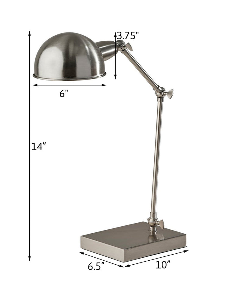 Adesso 21"H Swing Arm LED Desk Lamp Brushed Steel Metal Finish