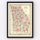 Vintage Map of Georgia 1859