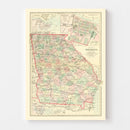 Vintage Map of Georgia 1876