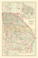 Vintage Map of Georgia 1876