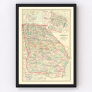Vintage Map of Georgia 1876