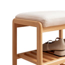 Shoe Bench, Beech Wood Storage Rack Organizer With High Rebound Sponge Cushion - Natural by HouseOfZazla