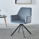 Modern Desk Chair No Wheel, Ergonomic Office Chair Home Office Upholstered Chair, Computer Chair For Bedroom, Reception Room, Living Room With Metal Legs - Blue by HouseOfZazla