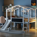 Loft House Bed With Ladder And Slide, With board And Light Strip On The Roof by HouseOfZazla