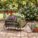 16.5x9.5x8" Rustic Wooden Wagon Planter with Flower Market Sign by HouseOfZazla