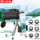 40x40 HD Optical Monocular Telescope w/ FMC Lens Low Light Vision Scope Phone Holder Tripod Compass For Bird Watching Hunting Camping Hiking Sport Eve