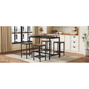 5-Piece Compact Bar Table Set with Table and Stools - Modern Industrial Design, Space-Saving Furniture for Dining Room and Breakfast Nook (Dark Brown)