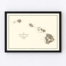 Vintage Map of Hawaii 1845