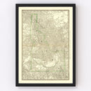 Vintage Map of Idaho 1884