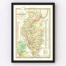 Vintage Map of Illinois 1836