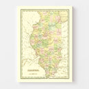 Vintage Map of Illinois 1838