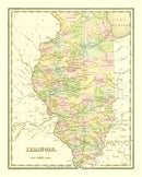 Vintage Map of Illinois 1838