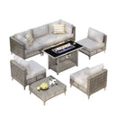 K&K Patio 8-Piece Patio Furniture Set with 43" Fire Pit Table by HouseOfZazla