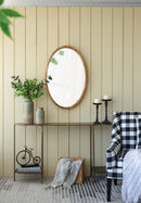 Oval Wall Mirror With Wood Frame, Farmhouse Wood Mirror For Bathroom Entryway Console Lean Against Wall - Brown by HouseOfZazla