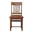 Solid Wood Leather Slatted Dining Chair