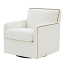Tolland - Swivel Accent Chair With Antique Brass Nailhead Trim - Cream